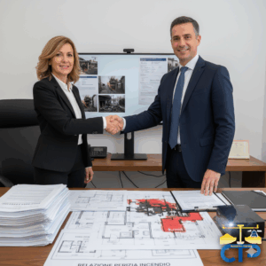 Consulente tecnico che supporta il cliente nella perizia incendio e nelle pratiche assicurative
